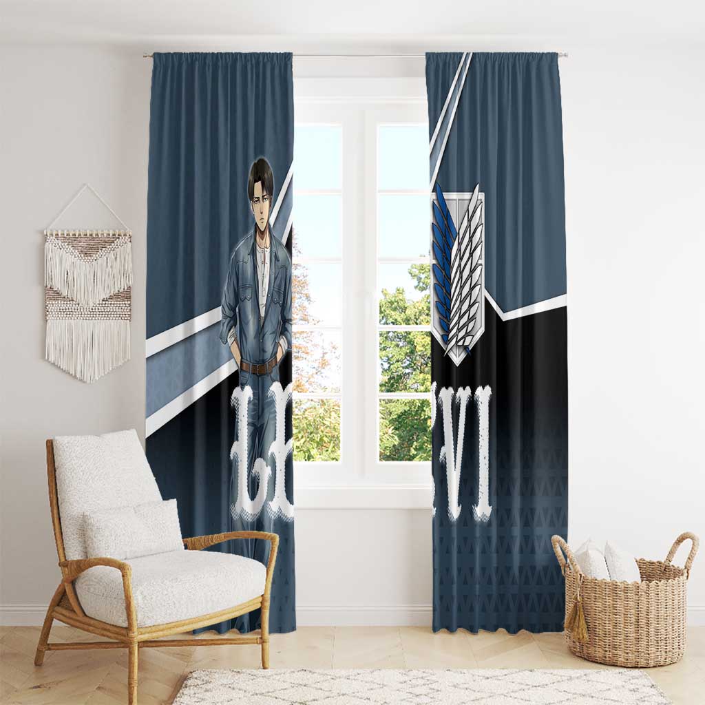Levi Attack on Titan Window Curtain Anime Denim Illustration