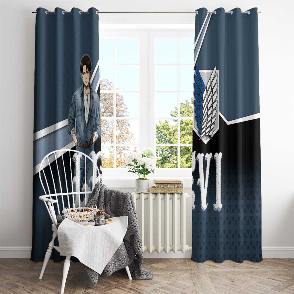 Levi Attack on Titan Window Curtain Anime Denim Illustration