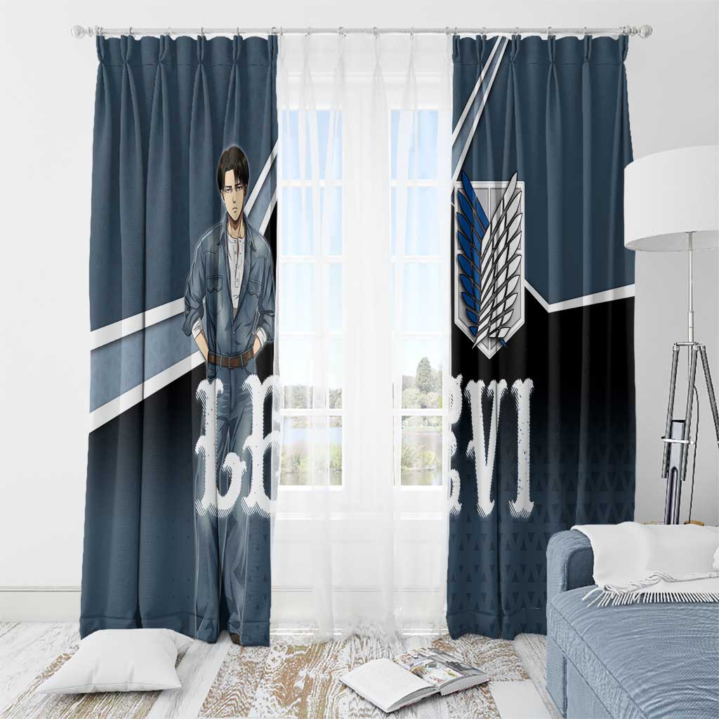 Levi Attack on Titan Window Curtain Anime Denim Illustration
