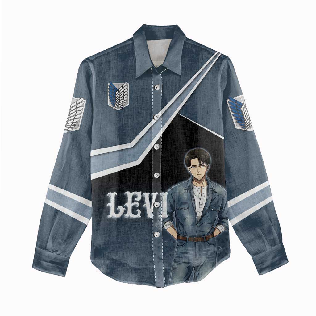 Levi Attack on Titan Women Casual Shirt Anime Denim Illustration
