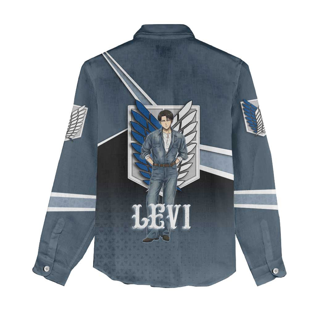 Levi Attack on Titan Women Casual Shirt Anime Denim Illustration