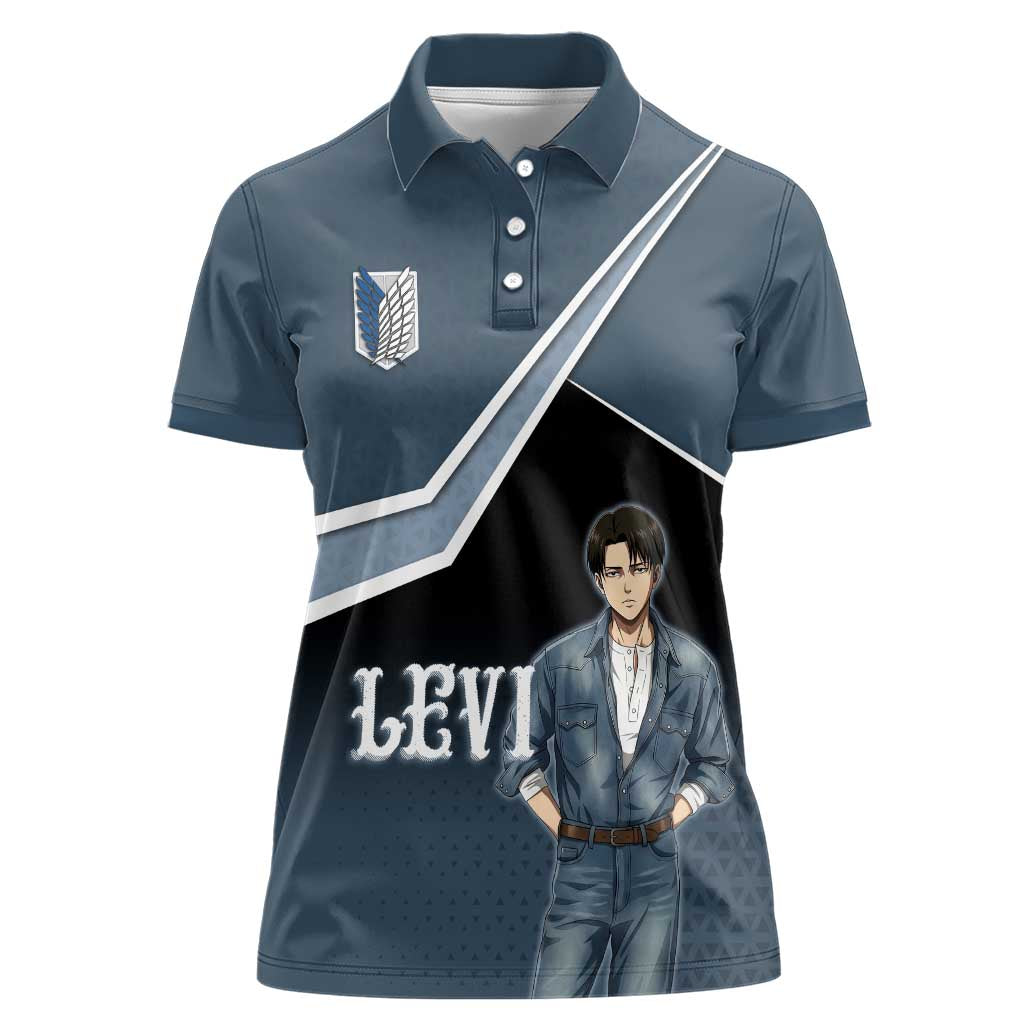 Levi Attack on Titan Women Polo Shirt Anime Denim Illustration