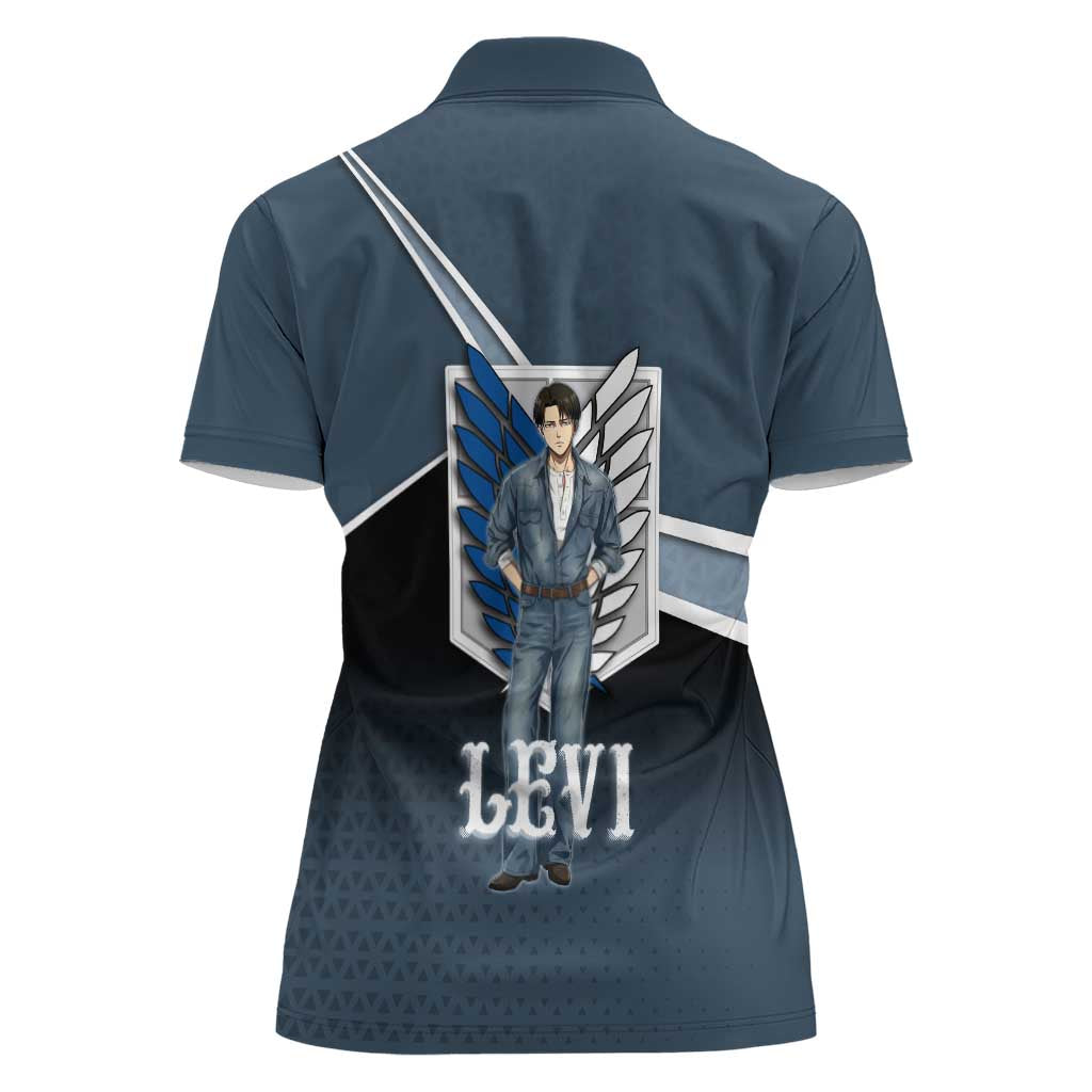 Levi Attack on Titan Women Polo Shirt Anime Denim Illustration