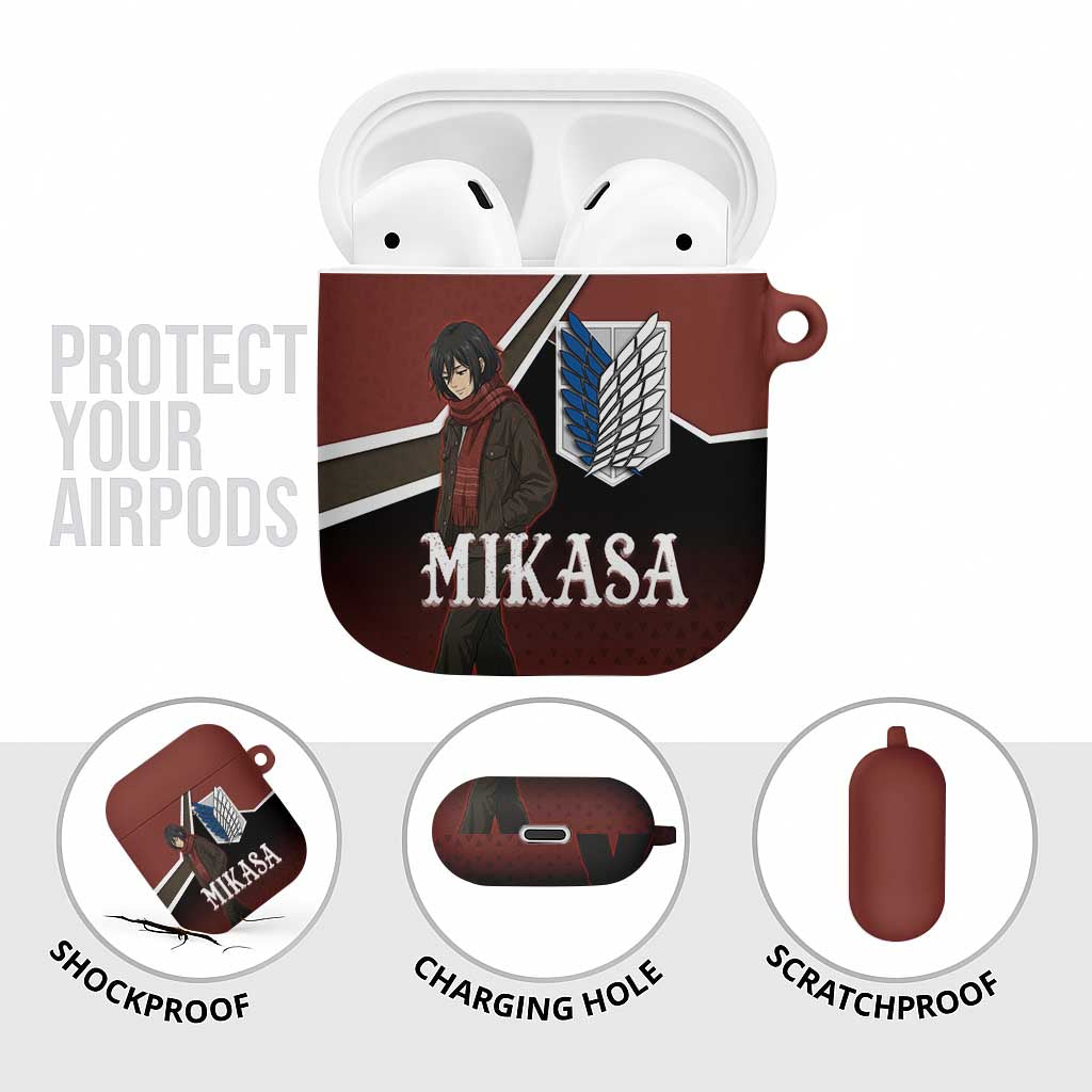 Mikasa Attack on Titan AirPods Case Anime Cozy Streetwear Art