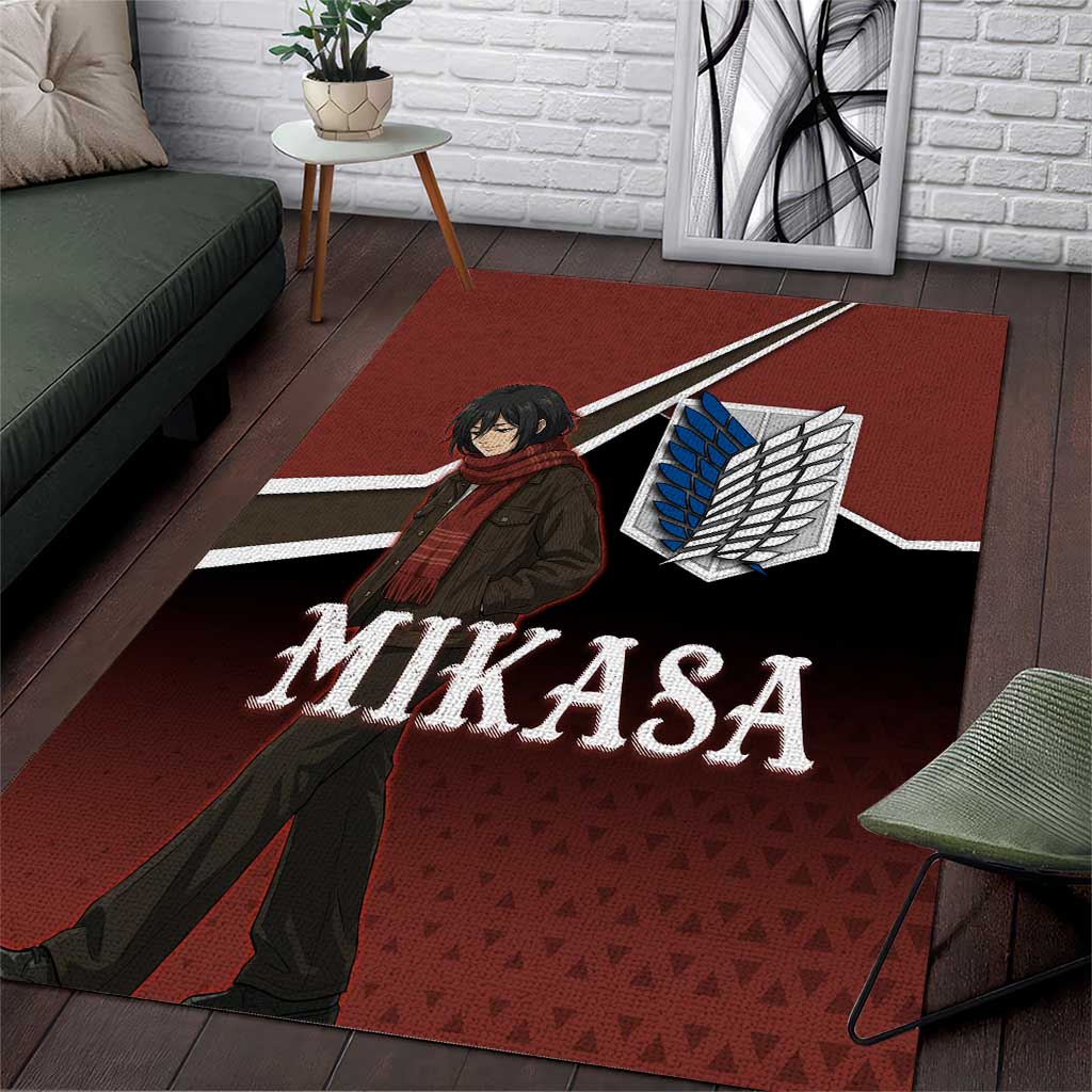 Mikasa Attack on Titan Area Rug Anime Cozy Streetwear Art