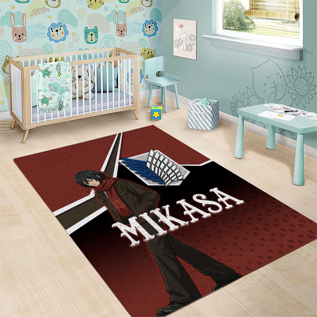 Mikasa Attack on Titan Area Rug Anime Cozy Streetwear Art