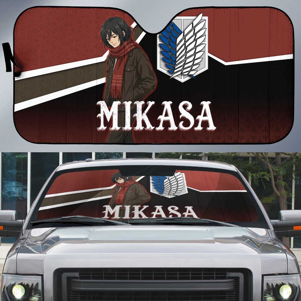 Mikasa Attack on Titan Auto Sun Shade Anime Cozy Streetwear Art