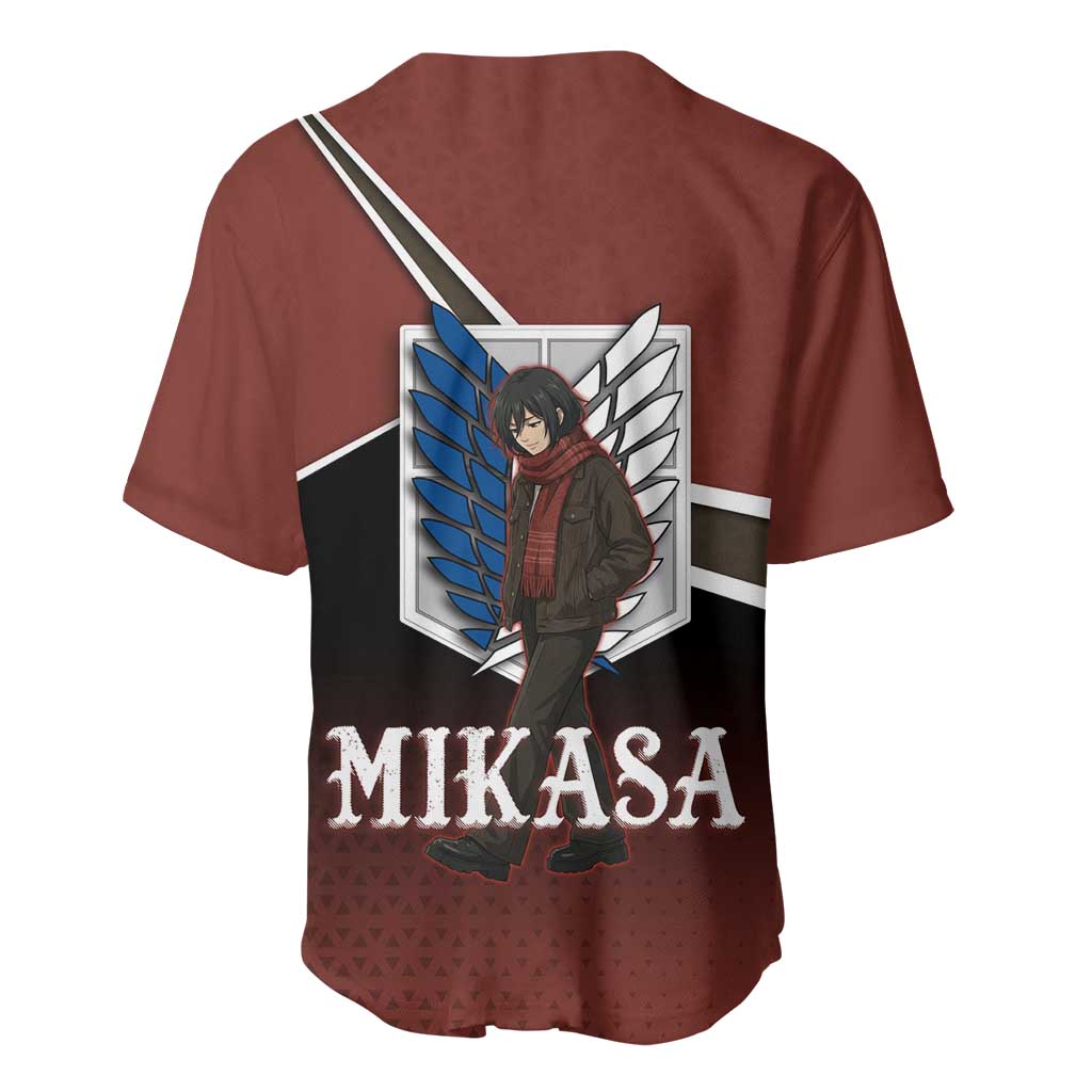 Mikasa Attack on Titan Baseball Jersey Anime Cozy Streetwear Art