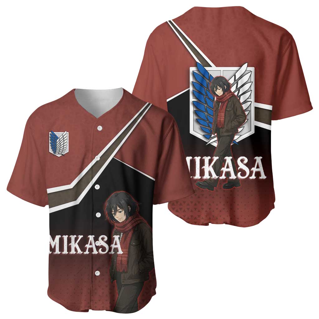 Mikasa Attack on Titan Baseball Jersey Anime Cozy Streetwear Art