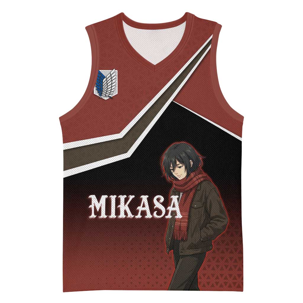 Mikasa Attack on Titan Basketball Jersey Anime Cozy Streetwear Art