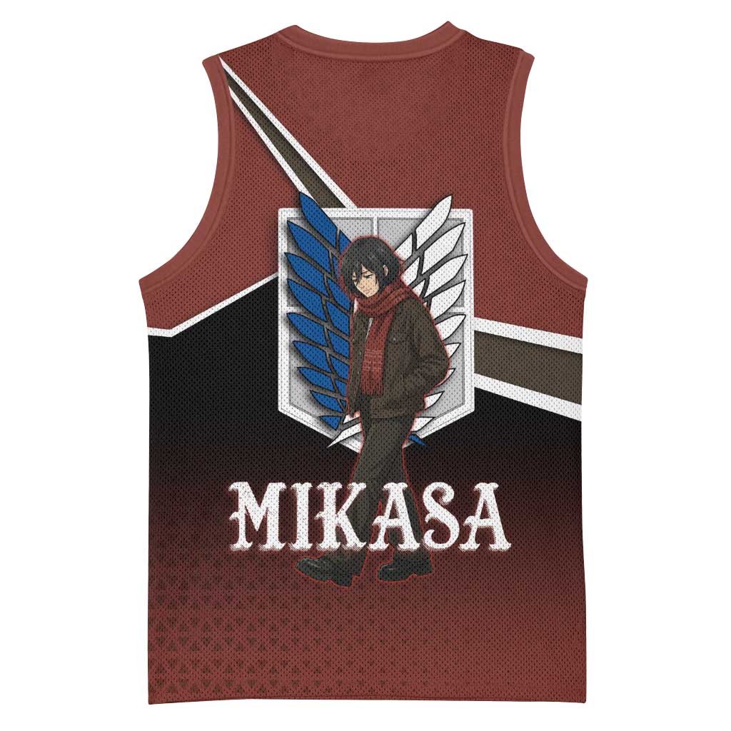 Mikasa Attack on Titan Basketball Jersey Anime Cozy Streetwear Art