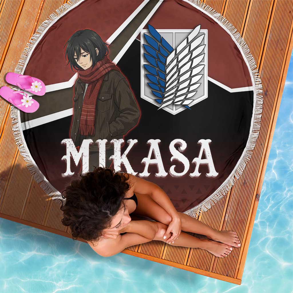 Mikasa Attack on Titan Beach Blanket Anime Cozy Streetwear Art