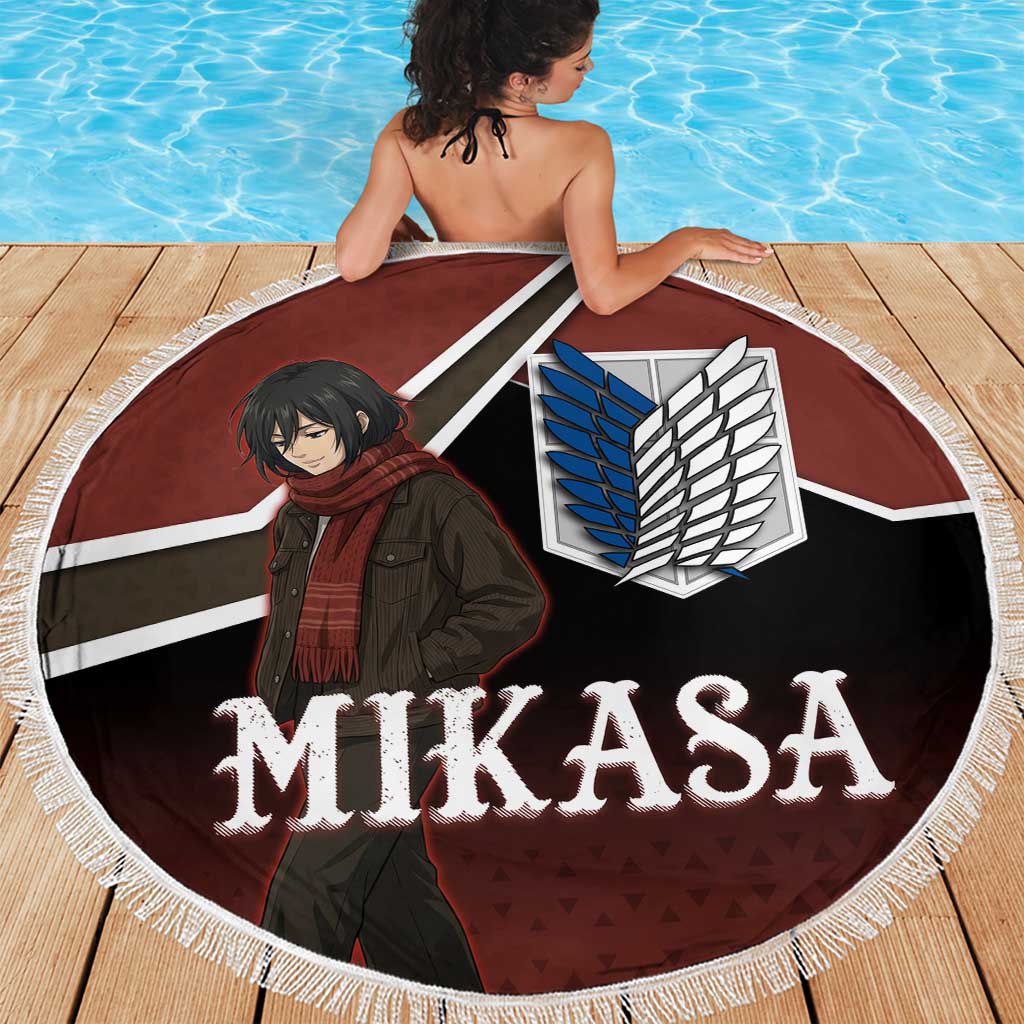 Mikasa Attack on Titan Beach Blanket Anime Cozy Streetwear Art