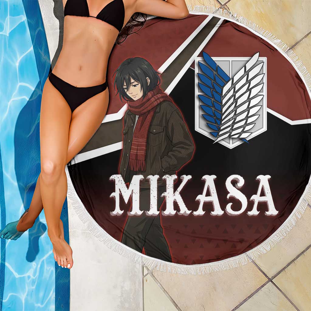 Mikasa Attack on Titan Beach Blanket Anime Cozy Streetwear Art