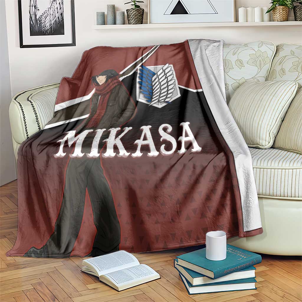 Mikasa Attack on Titan Blanket Anime Cozy Streetwear Art