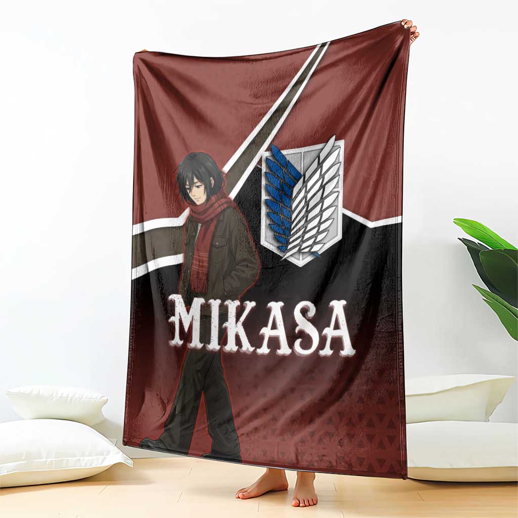 Mikasa Attack on Titan Blanket Anime Cozy Streetwear Art