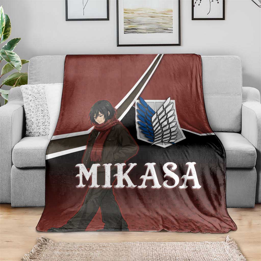 Mikasa Attack on Titan Blanket Anime Cozy Streetwear Art
