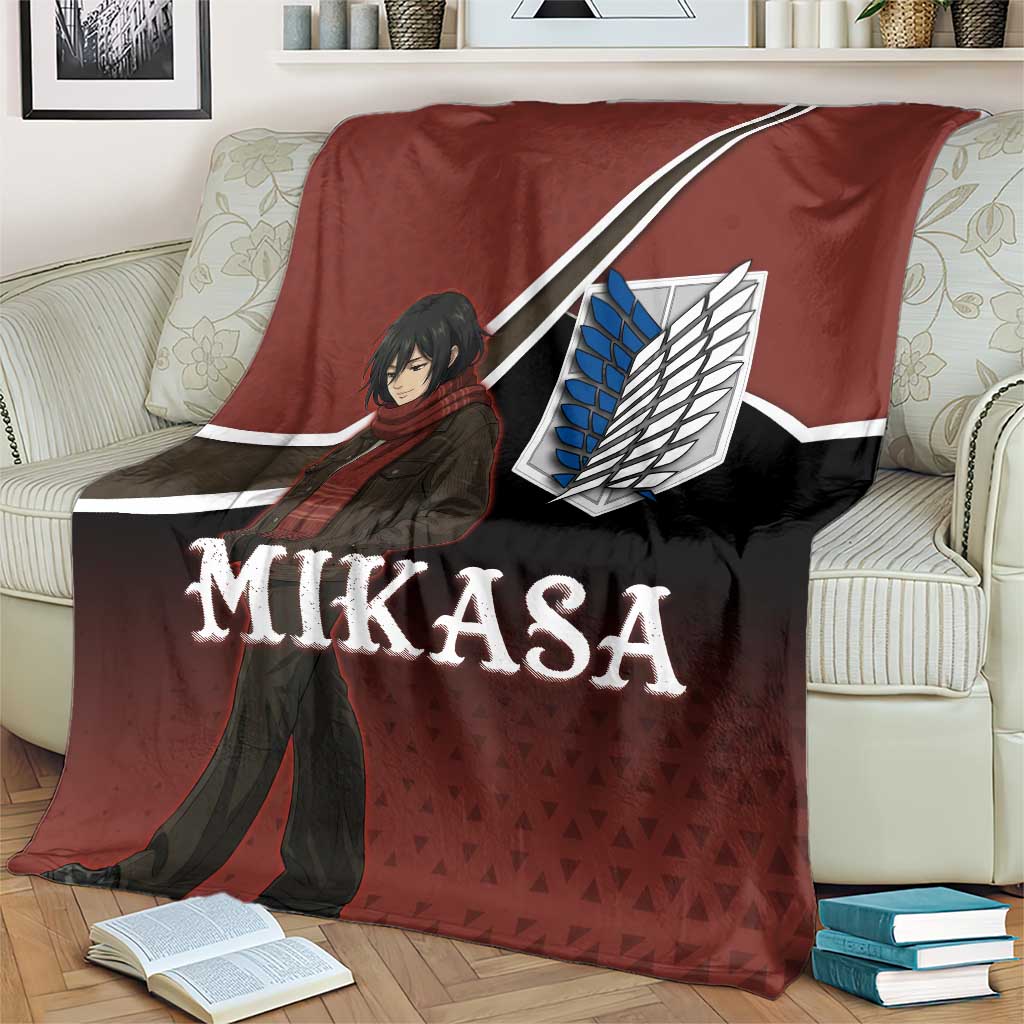 Mikasa Attack on Titan Blanket Anime Cozy Streetwear Art