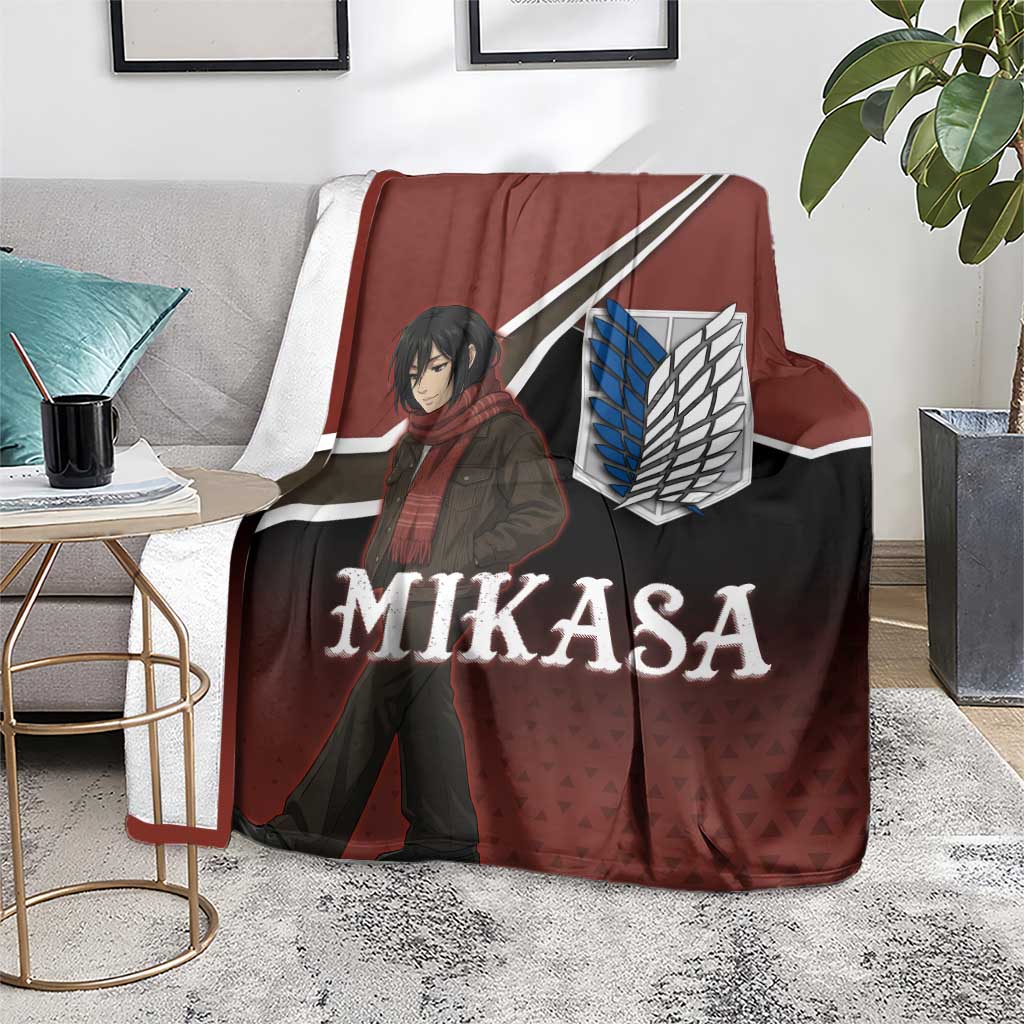 Mikasa Attack on Titan Blanket Anime Cozy Streetwear Art
