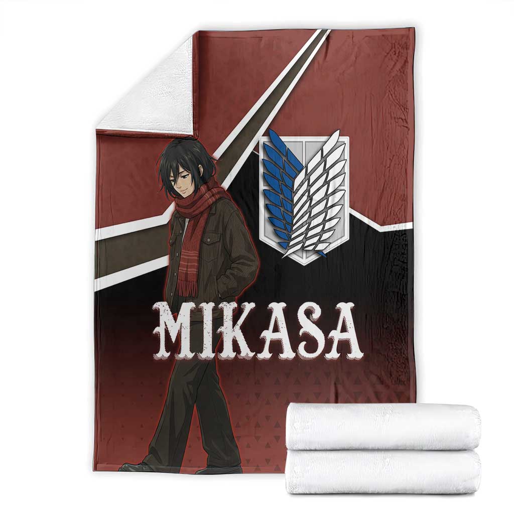 Mikasa Attack on Titan Blanket Anime Cozy Streetwear Art