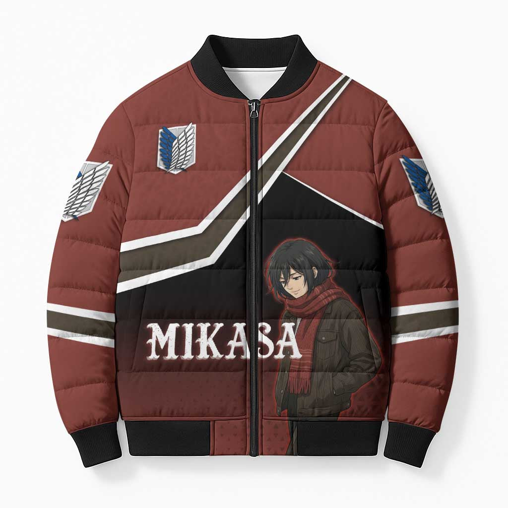 Mikasa Attack on Titan Bomber Puffer Jacket Anime Cozy Streetwear Art