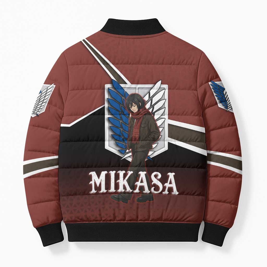 Mikasa Attack on Titan Bomber Puffer Jacket Anime Cozy Streetwear Art