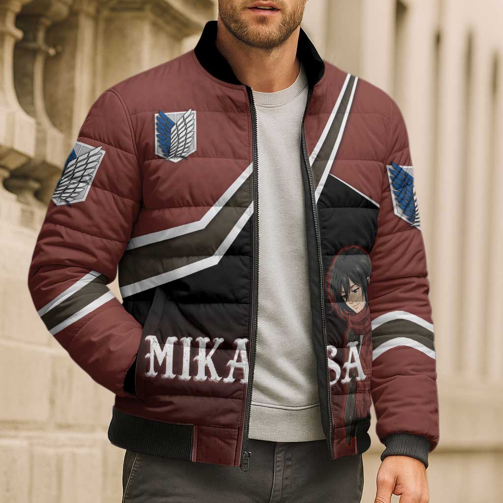 Mikasa Attack on Titan Bomber Puffer Jacket Anime Cozy Streetwear Art