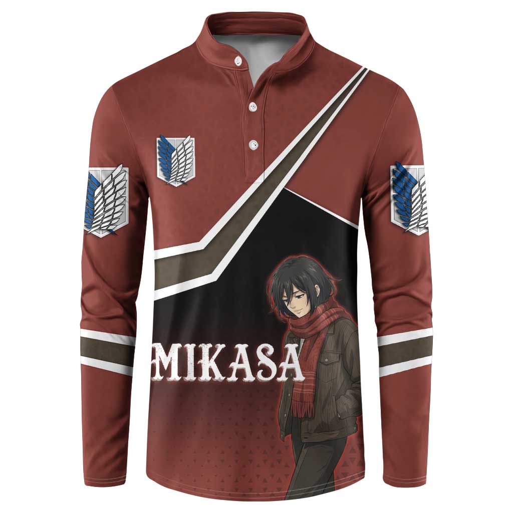 Mikasa Attack on Titan Button Sweatshirt Anime Cozy Streetwear Art