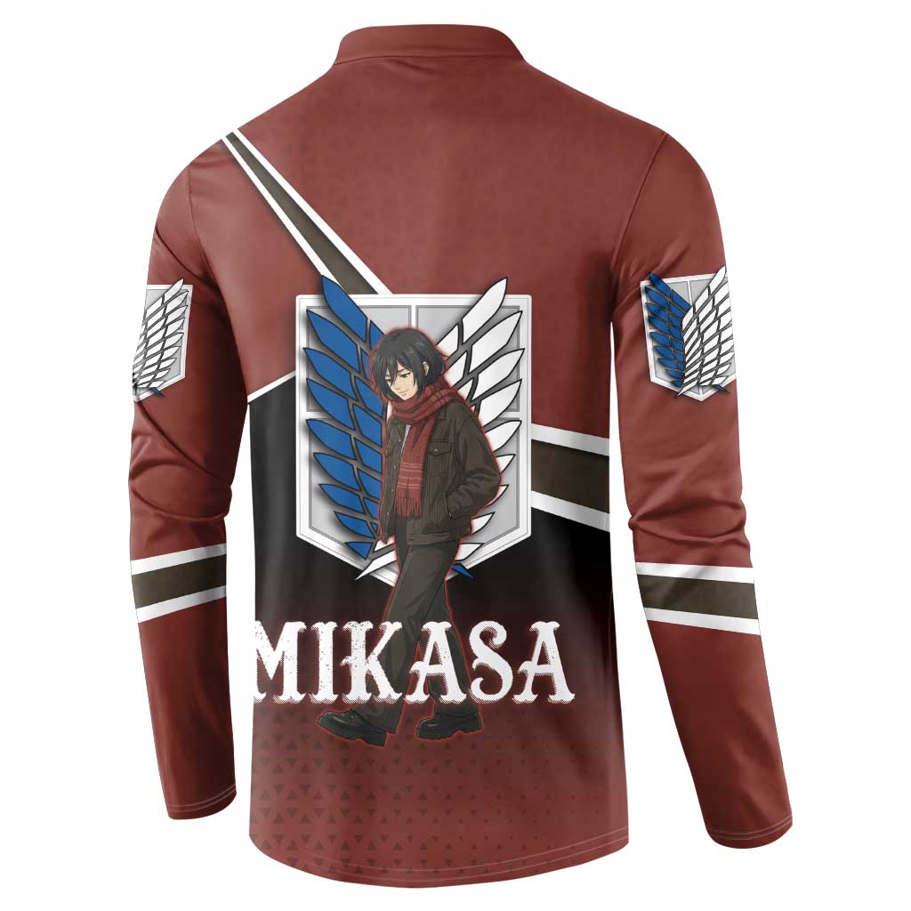 Mikasa Attack on Titan Button Sweatshirt Anime Cozy Streetwear Art