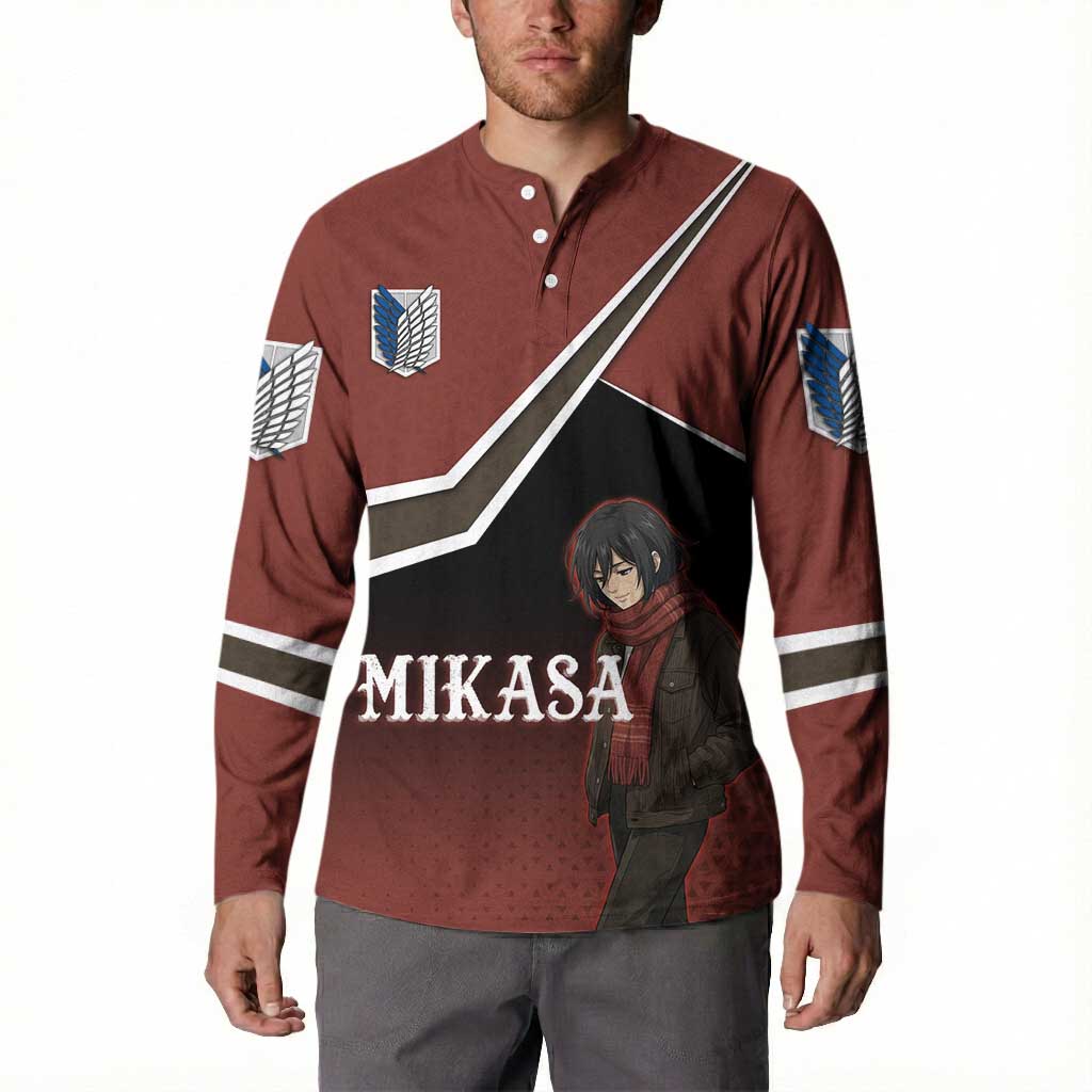 Mikasa Attack on Titan Button Sweatshirt Anime Cozy Streetwear Art