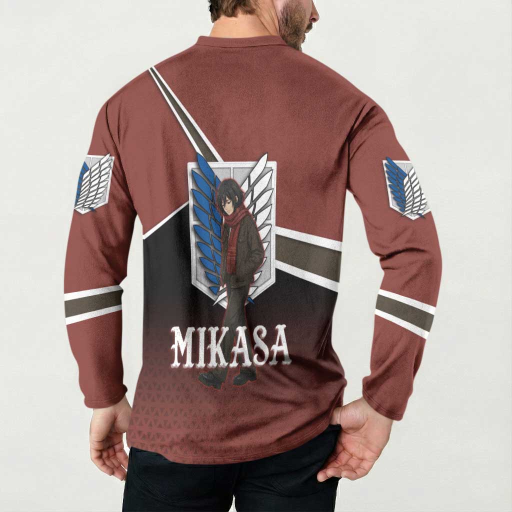 Mikasa Attack on Titan Button Sweatshirt Anime Cozy Streetwear Art