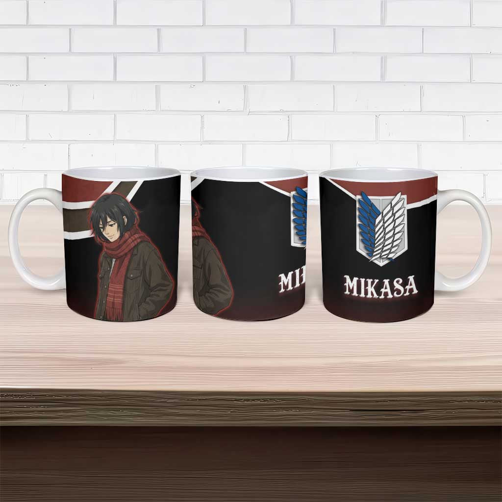 Mikasa Attack on Titan Ceramic Mug Anime Cozy Streetwear Art