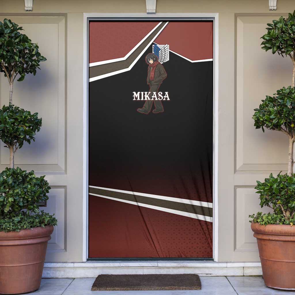 Mikasa Attack on Titan Door Cover Anime Cozy Streetwear Art