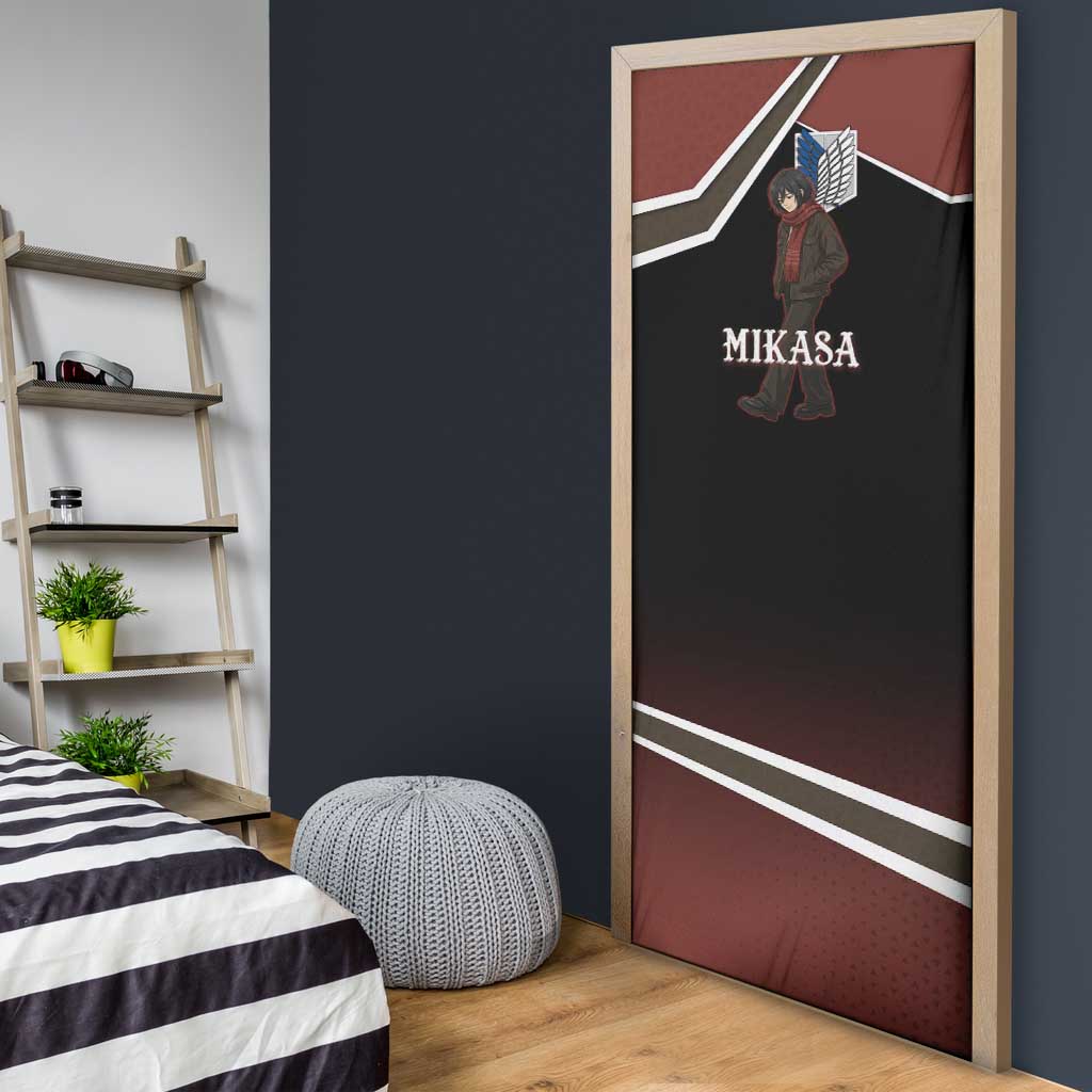 Mikasa Attack on Titan Door Cover Anime Cozy Streetwear Art