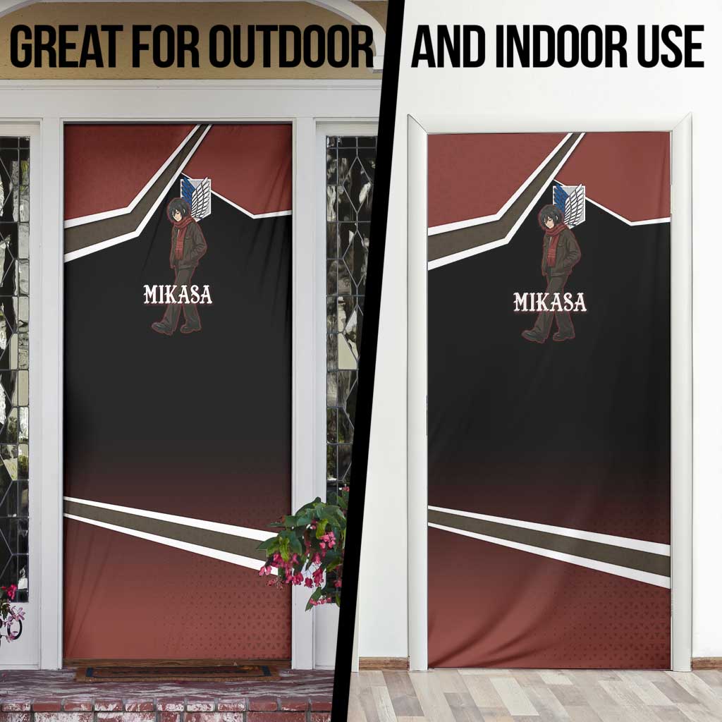 Mikasa Attack on Titan Door Cover Anime Cozy Streetwear Art