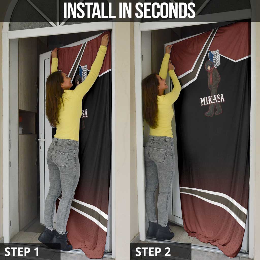 Mikasa Attack on Titan Door Cover Anime Cozy Streetwear Art