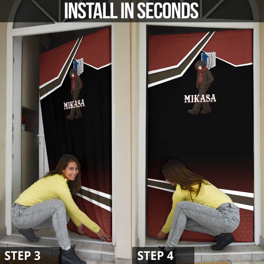 Mikasa Attack on Titan Door Cover Anime Cozy Streetwear Art