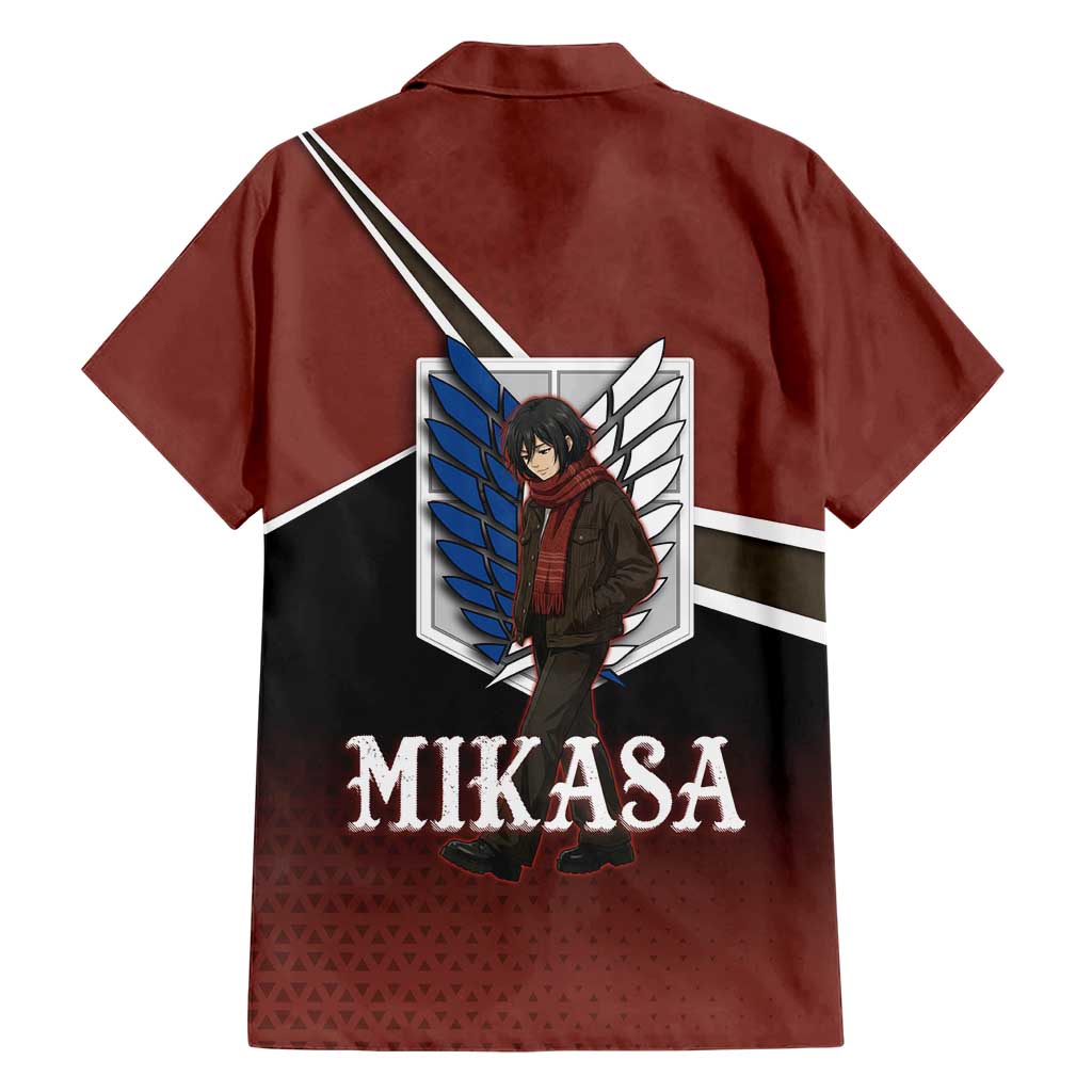 Mikasa Attack on Titan Family Matching Off Shoulder Maxi Dress and Hawaiian Shirt Anime Cozy Streetwear Art