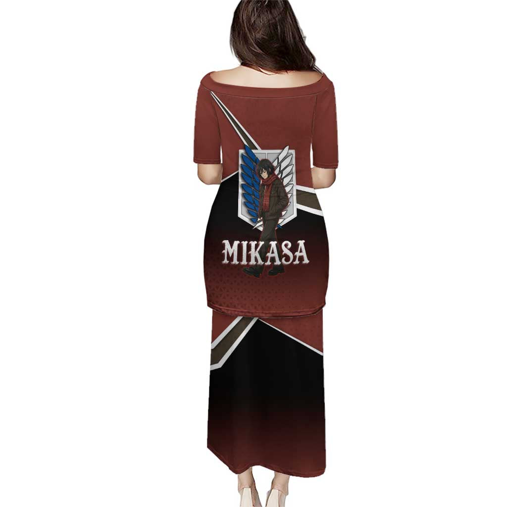 Mikasa Attack on Titan Family Matching Puletasi and Hawaiian Shirt Anime Cozy Streetwear Art