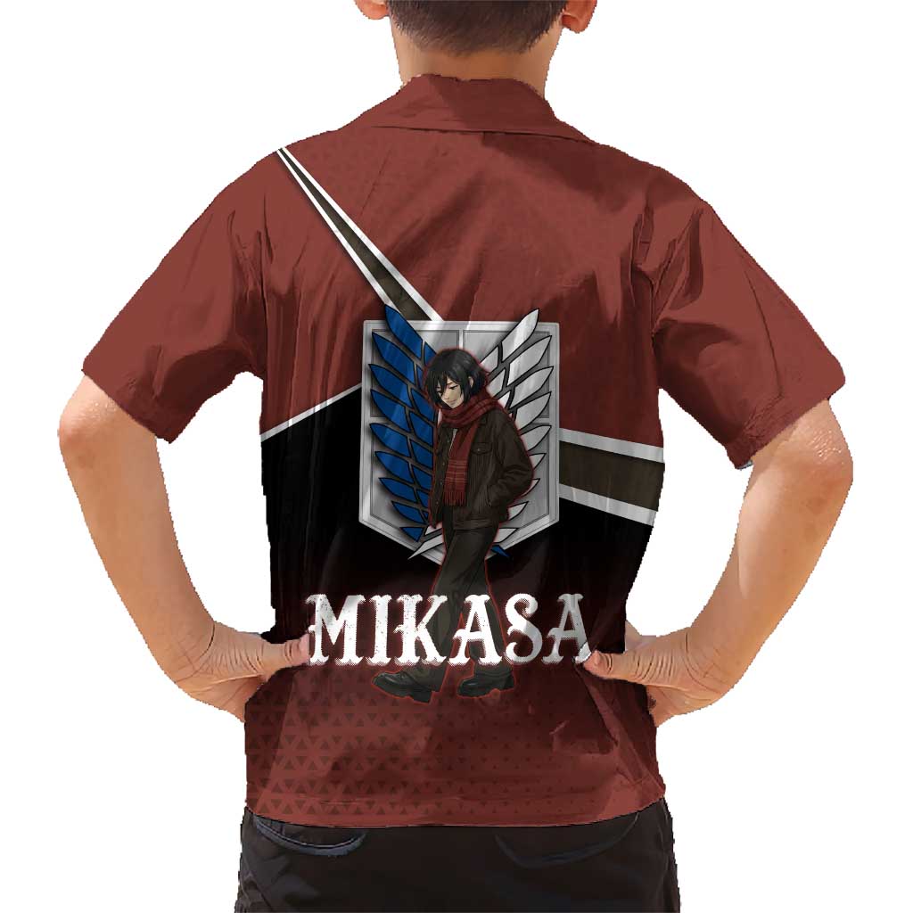 Mikasa Attack on Titan Family Matching Short Sleeve Bodycon Dress and Hawaiian Shirt Anime Cozy Streetwear Art