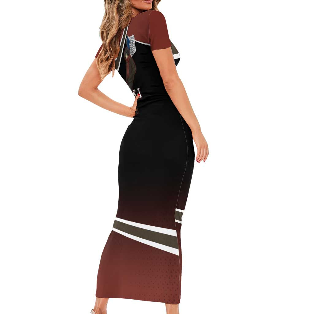 Mikasa Attack on Titan Family Matching Short Sleeve Bodycon Dress and Hawaiian Shirt Anime Cozy Streetwear Art