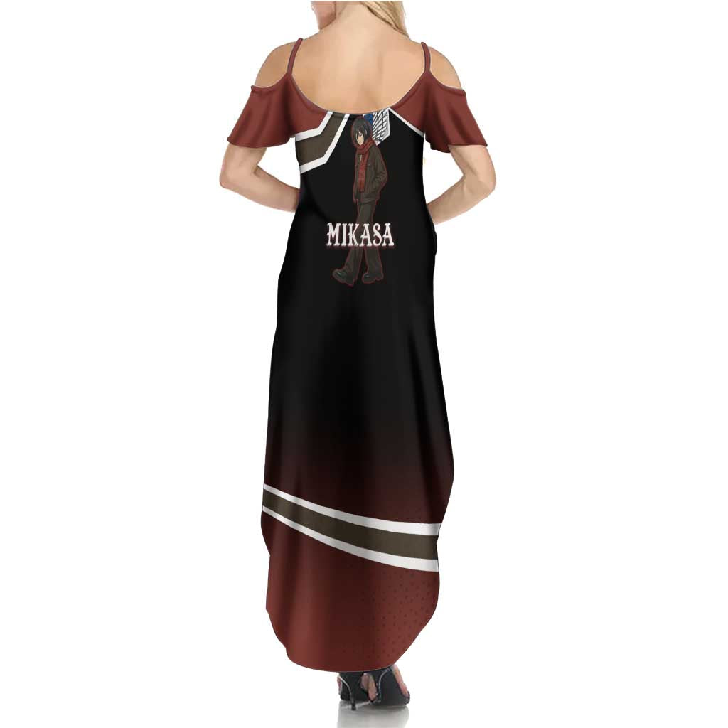 Mikasa Attack on Titan Family Matching Summer Maxi Dress and Hawaiian Shirt Anime Cozy Streetwear Art