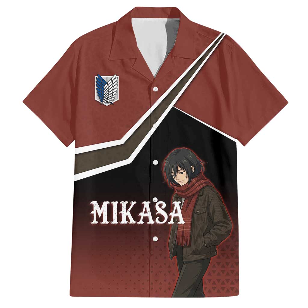 Mikasa Attack on Titan Hawaiian Shirt Anime Cozy Streetwear Art
