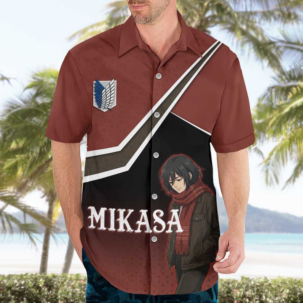 Mikasa Attack on Titan Hawaiian Shirt Anime Cozy Streetwear Art