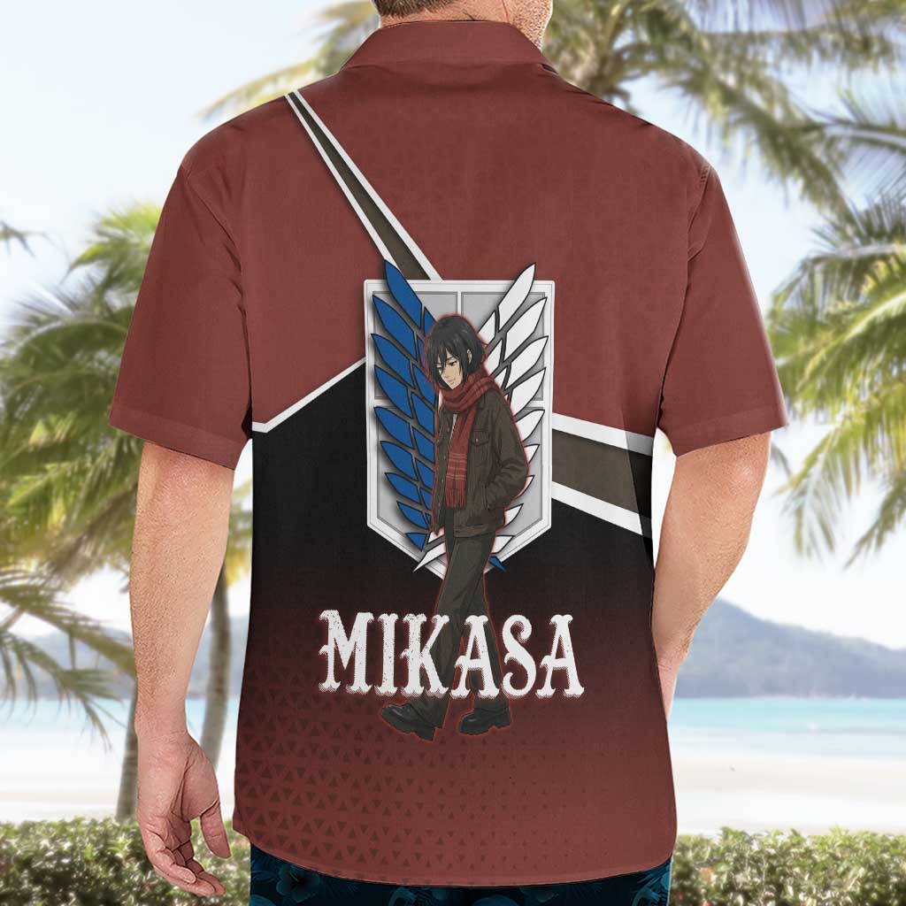 Mikasa Attack on Titan Hawaiian Shirt Anime Cozy Streetwear Art