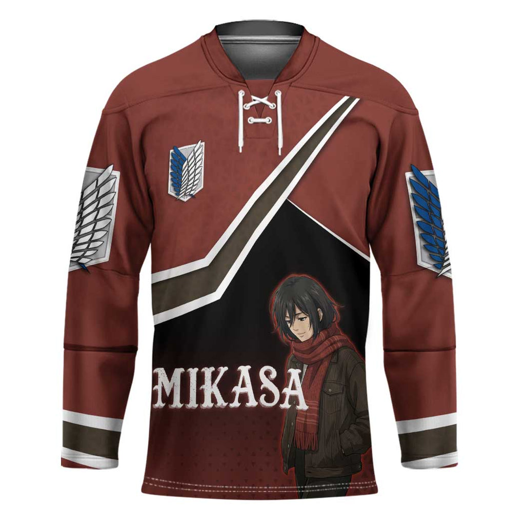 Mikasa Attack on Titan Hockey Jersey Anime Cozy Streetwear Art