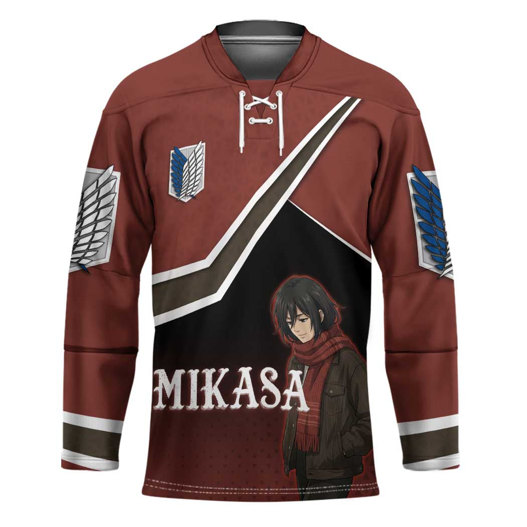 Mikasa Attack on Titan Hockey Jersey Anime Cozy Streetwear Art