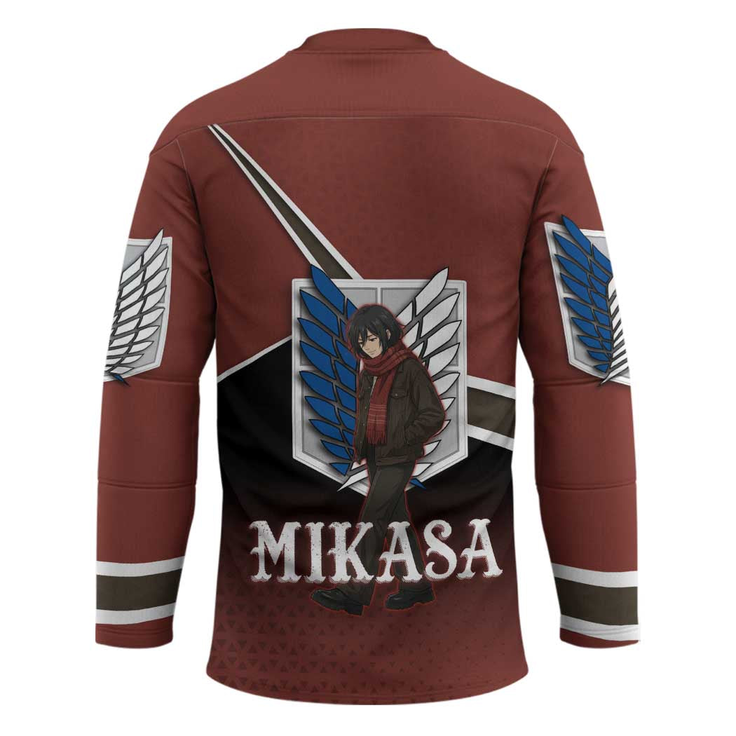 Mikasa Attack on Titan Hockey Jersey Anime Cozy Streetwear Art