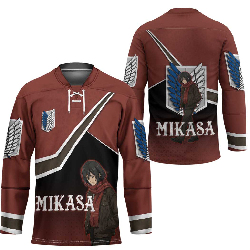 Mikasa Attack on Titan Hockey Jersey Anime Cozy Streetwear Art