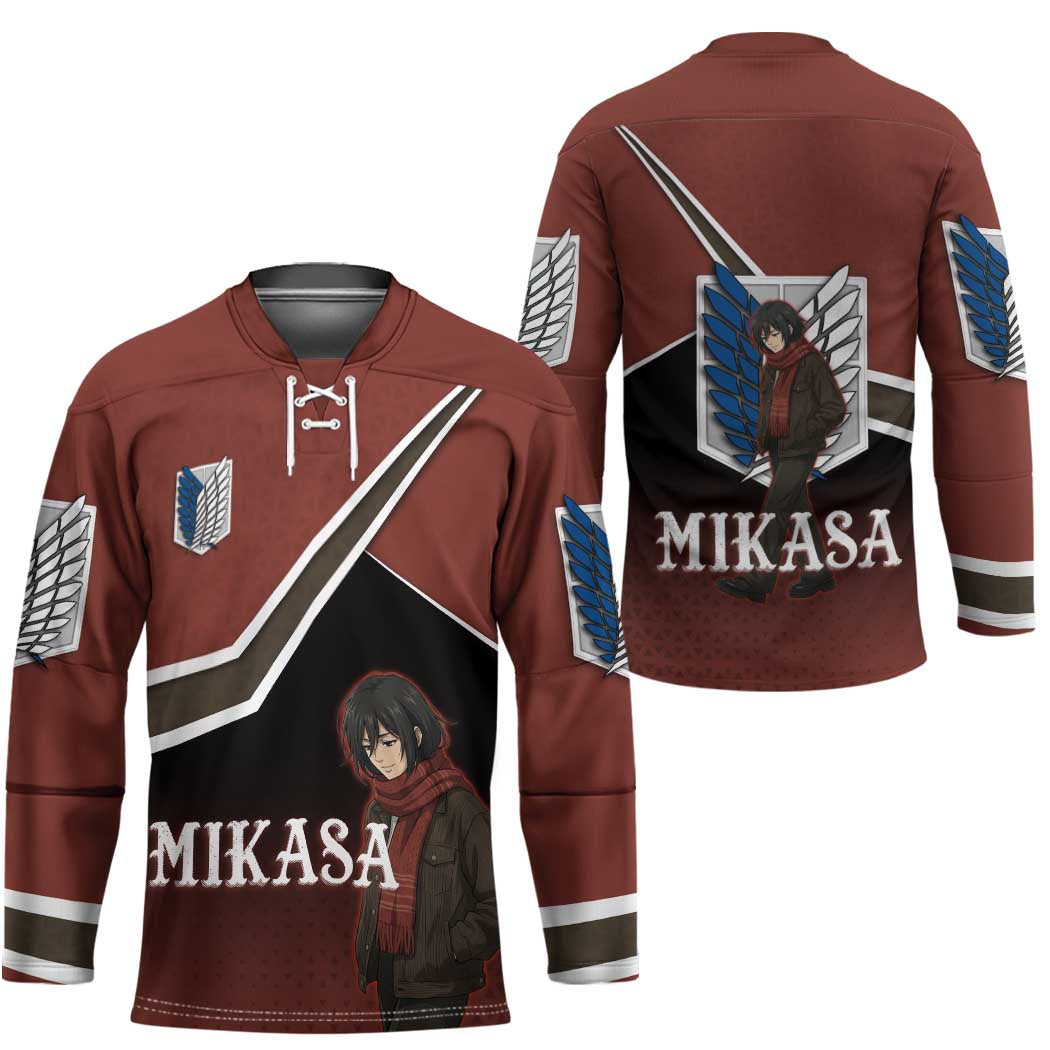 Mikasa Attack on Titan Hockey Jersey Anime Cozy Streetwear Art